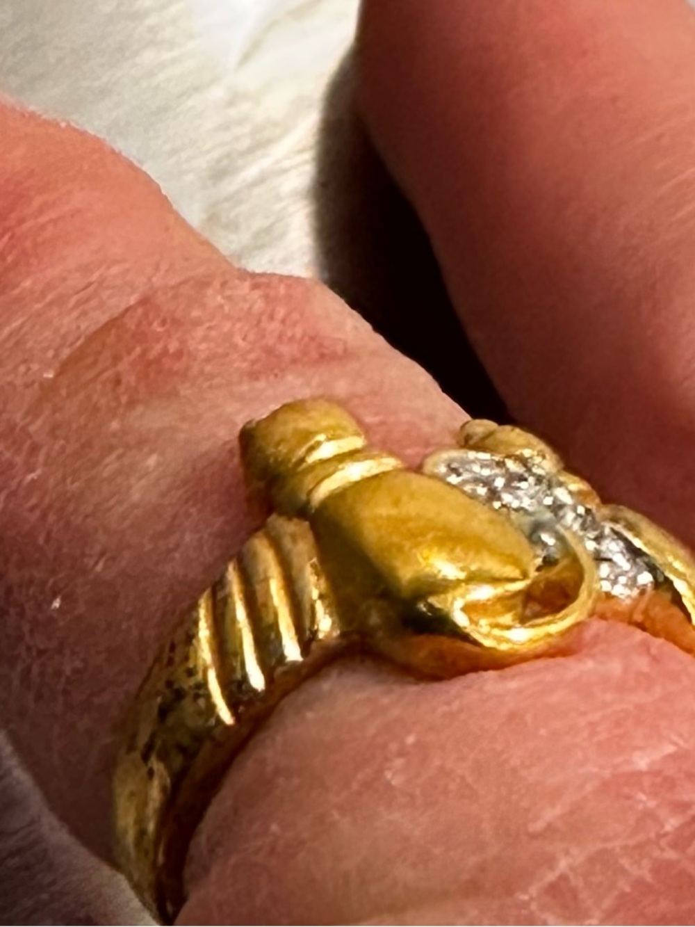 Vintage Seta Cat Duo Heart Ring 4 - Picture 4 of 5